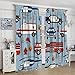 Wallira Blue Boys Cartoon Car Curtains,Fire Truck Ambulance Police Car Helicopter Print Decor Rod Pocket Window Treatments for Baby Kids Bedroom Toddler Playroom Living Nursery Drapes 41
