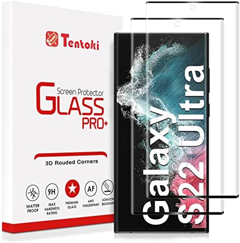 Tentoki [2 Pack Screen Protector Compatible with Samsung Galaxy S22 Ultra, Tempered Glass for Galaxy S22 Ultra 5G, 6.8 Inch [Fingerprint Unlock][Anti-Scratch][fingerprint area obvious] Case Friendly