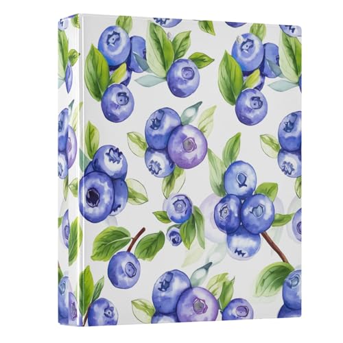 Blueberry Lot de 1 classeur rond à 3 anneaux avec 3 poches intérieures pour fournitures scolaires Bleu juteux 3,8 cm