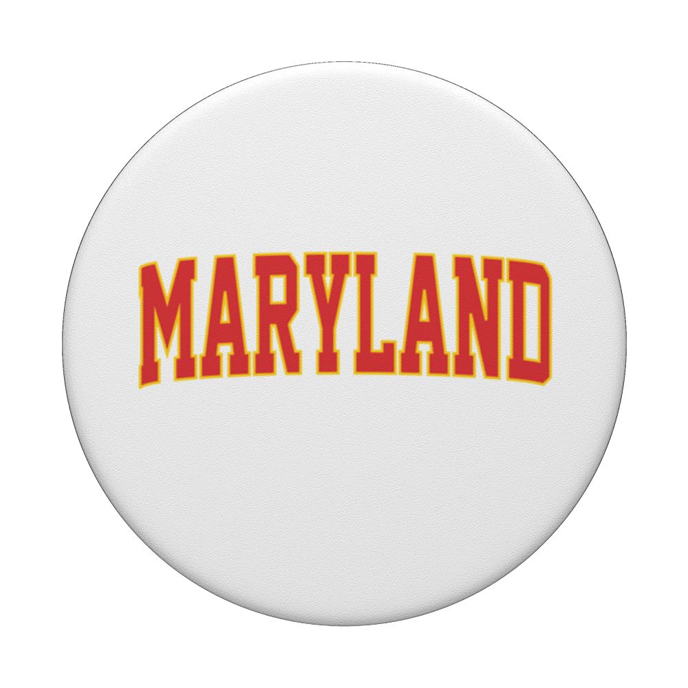 Retro Maryland Tee Vintage Maryland Red Gold Throwback Shirt PopSockets Swappable PopGrip, Black - Image 3