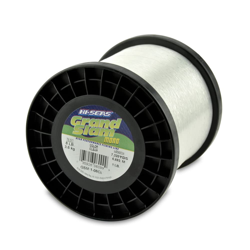 Hi-Seas Grand Slam Monofilament Line, 8 lb / 3.6 kg Test, .011 in / 0.27 mm Dia, Clear, 7320 yd / 6693 m