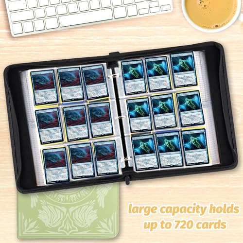 Image of 9-Pocket Card Binder for MTG,720 Double Sided Pocket PU Trading Collection Binder,Premium Collector Card Album for MTG,TCG,Yugioh,Game Cards (Yellow)