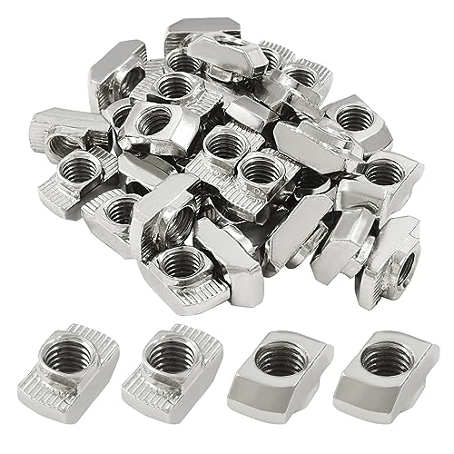 Zorveiio 50Pcs 4545 Series T Nuts Carbon Steel,M8 T Slot Nut Hammer Head Fastener Nut Assortment for Aluminum Profile