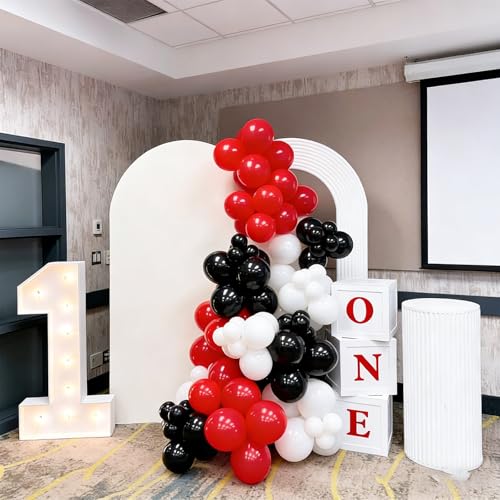 Image of Red and Black Balloons, 60Pcs Red Black and White Balloons | 12in Latex Balloon for Birthday, Wedding, Graduation Party Decorations