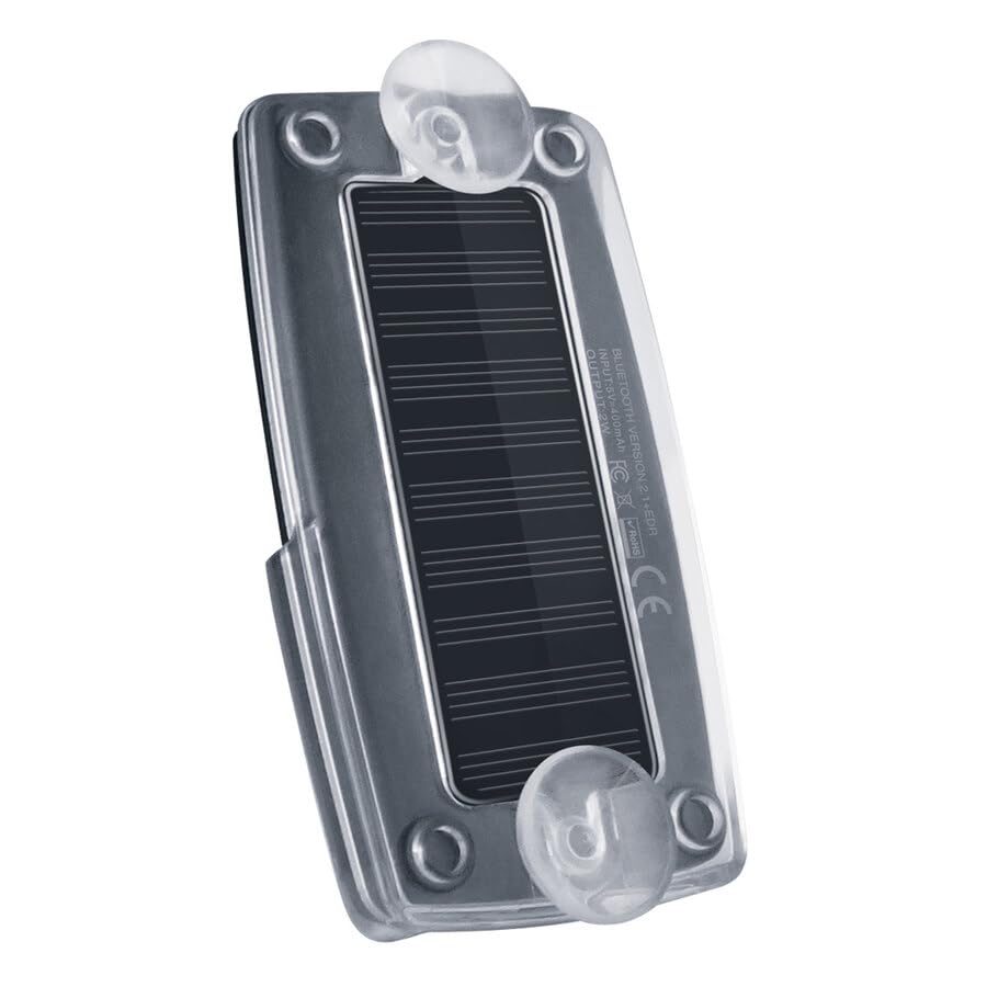 NOVAK Kit Vivavoce per Auto Bluetooth 4.1, ideale per Chiamate Viva Voce, GPS e Musica. Ricarica ad Energia Solare. Stand-by 50 Giorni autonomia 13 ore continue.