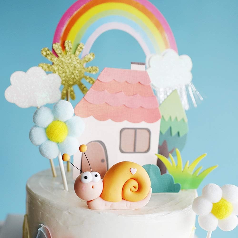 Clj Forme De Gateau 9 Pieces Arc En Forme De Gateau Sticks Kit Gateau Escargot Adorable Petit Gateau Decoration For Les Enfants Anniversaire De Mariage Party Supplies Mignonne Amazon Fr Cuisine Et Maison