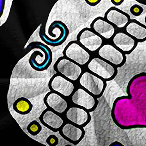 Couverture microfibre douce crâne coloré pour soirées canapé