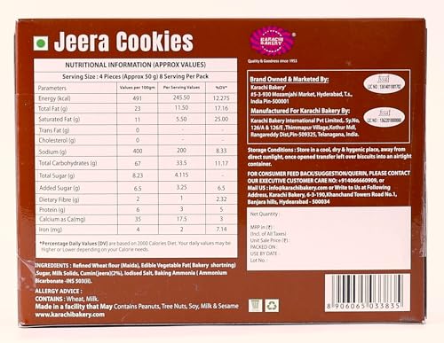 Image of Karachi Bakery Jeera Flavour Cookie, 400gm | Tea Time Snack | Delicious Cookies | Vegetarian