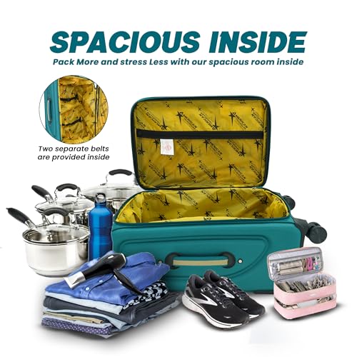 Image of AMERICAN TRAVELLER Embossed Trolley Bag | 360 Dual Disc Spinner Wheels | Cabin, Medium, Large, 18% Expandable, 360 Dual Disc Spinner Wheels, Lock & Telescopic Handle