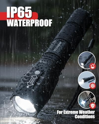 Victoper LED Flashlight 2 Pack, Bright Tactical Torch High Lumens 5 Modes, Waterproof Zoomable Flash Light for Outdoor, Birthday Gifts for Men, Dorm Room Hiking Camping Essentials Gear for Guys - 3