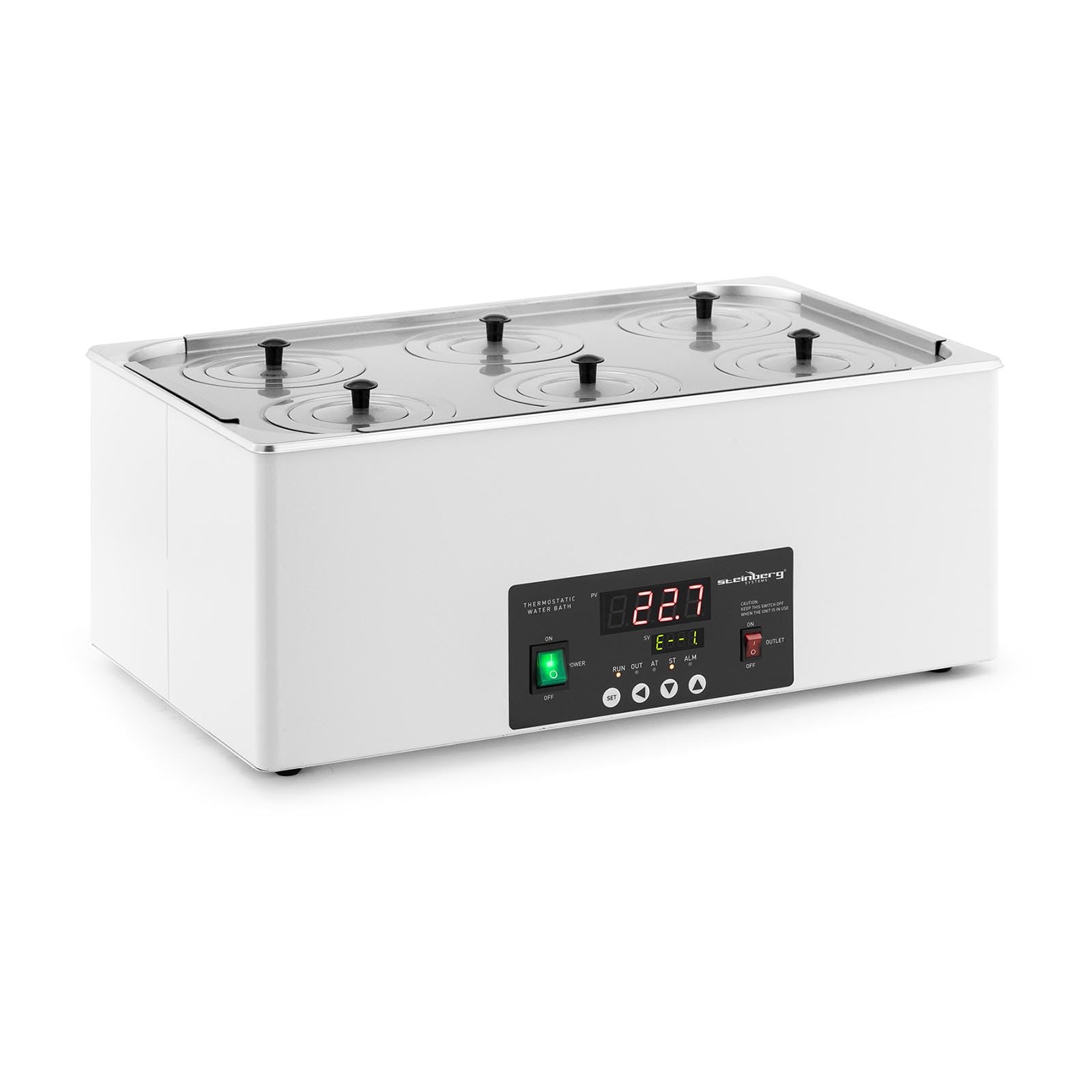 Steinberg Systems SBS-TWB-2006 bagnomaria termostatica digitale 22,5 L 5-100 °C 500 x 300 x 150 mm bagnomaria laboratorio bagno d'acqua