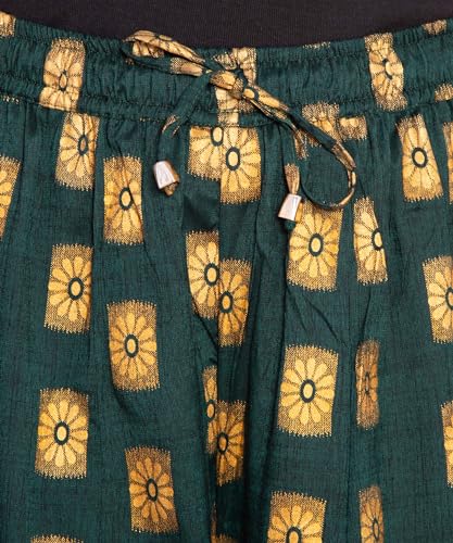 Image of TNQ Full Flared Cotton Palazzo Pants || Gold Print Printed Sharara Garara || Ethnic Or Casual Wear