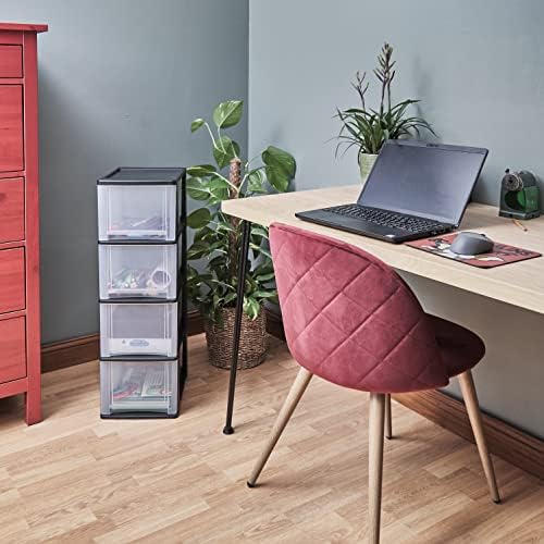 Iris Ohyama, Storage tower, Plastic organizer, 4 drawers, 13 L, Ergonomic handles, Solid, Multifunction, Living room, Bedroom, Office - DDOCH-2400 - Black