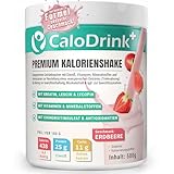 𝗖𝗮𝗹𝗼𝗗𝗿𝗶𝗻𝗸+ Trinknahrung hochkalorisch zur Gewichtszunahme mit verbesserter Rezeptur | Weight Gainer Shake 4,4 kcal/g zum Zunehmen | Protein, Kreatin & Vitamine | Aufbaukost Erdbeere 500g