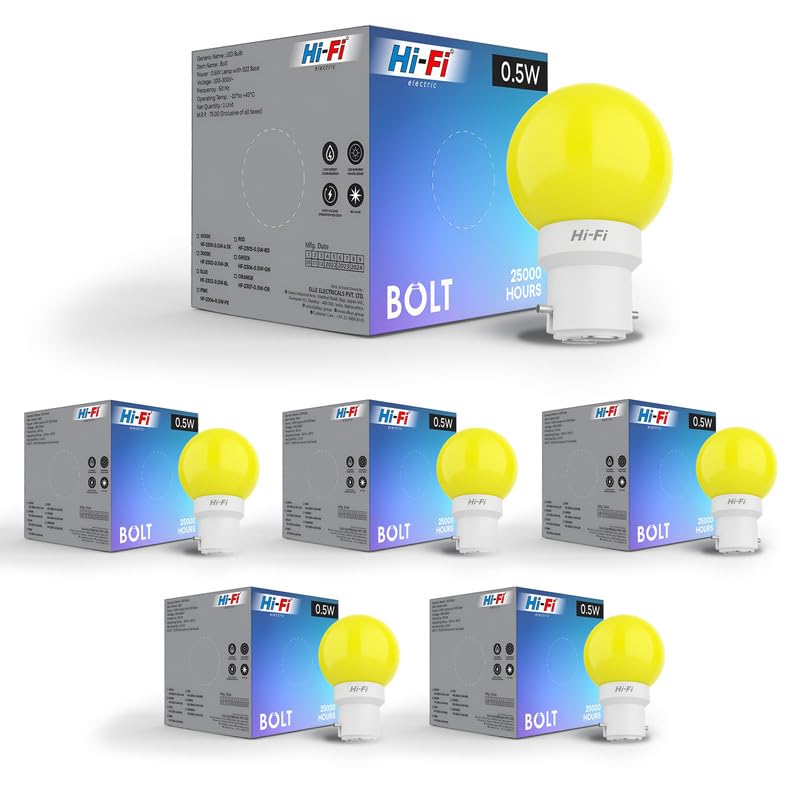 Image of Hi-Fi 0.5W LED Bulb Warm White (3000k) B22 Base | Energy Efficient Zero Watt Light | Decorative Night Lamp for Home, pooja room light & Bedroom Zero Blub (Pack of 6)