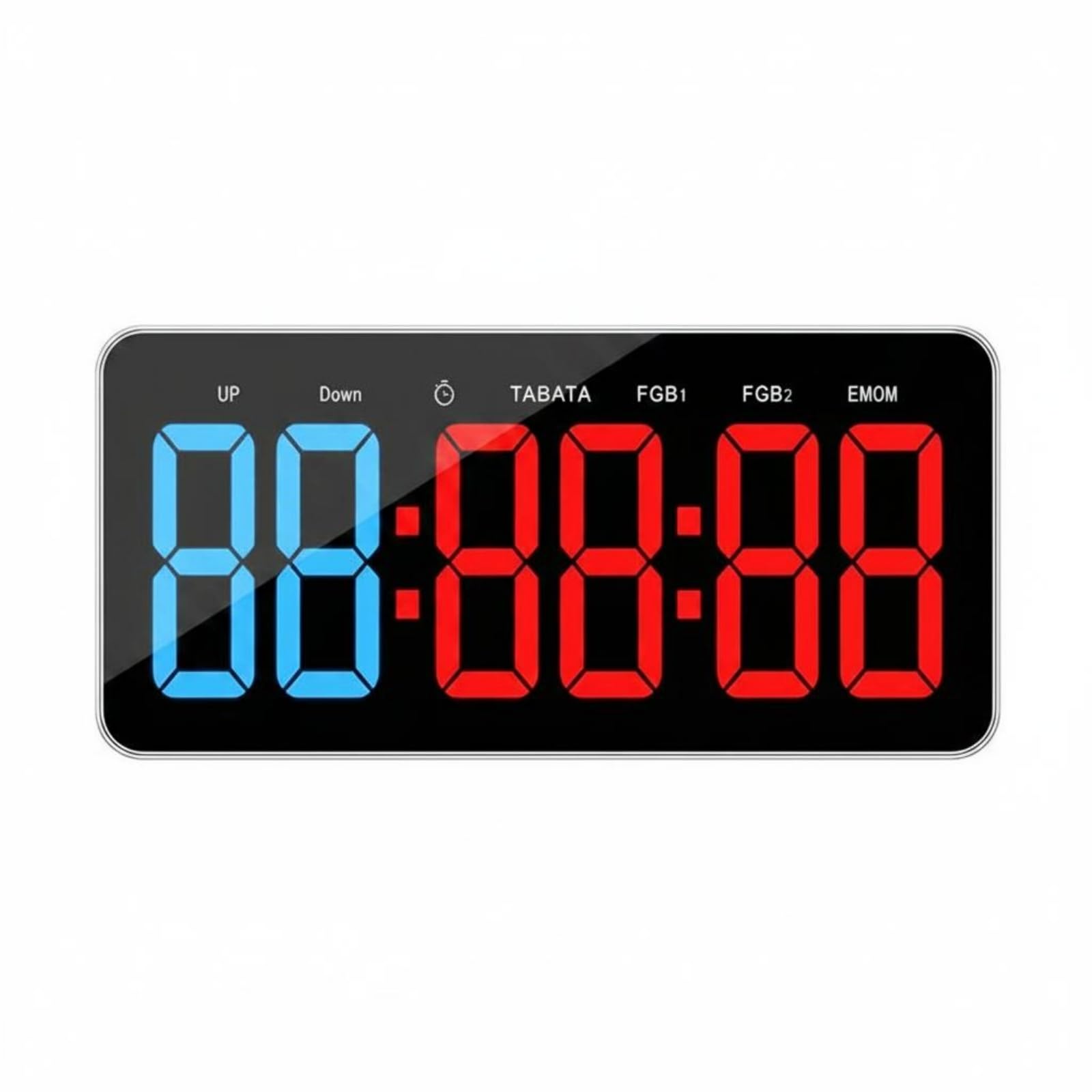 Minuterie LED Numérique Grands Chiffres Horloge Numérique Fitness Multifonction Chronomètre D'exercice pour Entraînement, Bleu, Rouge, 2 Bleu + 4 Rouge