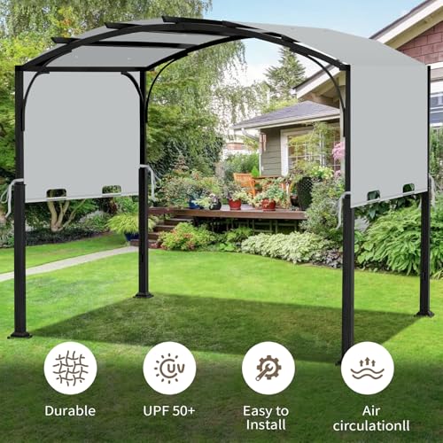 Image of 85 inchx 208 inch Universal Pergola Shade Cover, Garden Shade Replacement for 17x7.4 Ft Outdoor Pergola Structure, Patio Gazebo Canopy, Porch, Balcony Waterproof Top (Cover Only, Light Gray)