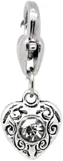 Sexy Sparkles Clip-on Birthstone Color Rhinestone Heart Charms
