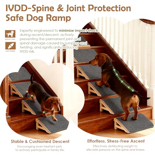 image for KISIMUY 2-Pack Dog Ramp Stairs for Pets ups to 170lbs, Durable Anti-Sl