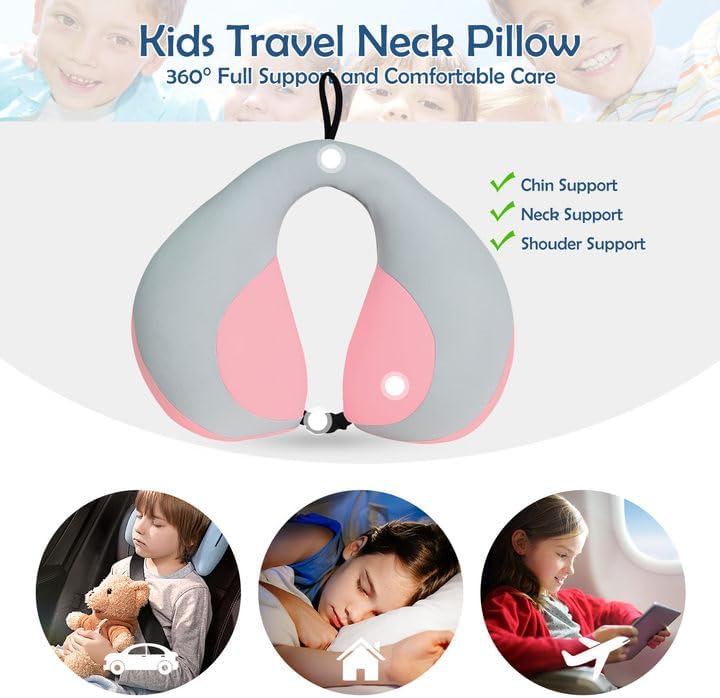 Miniatura 2 de MOOB Almohada de cuello para niños para automóvil y avión, regalos de viaje para niños pequeños y niños en forma de U, asiento de automóvil, cabeza