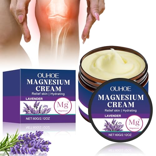 Magnesium Creme, Magnesium Sleep Cream,Lndert Gelenk- und Muskelschmerzen, verbessert den Schlaf, beruhigt die Haut, füllt Magnesium auf, enthält Lavendel, Allantoin, Kokosöl, Sheabutter