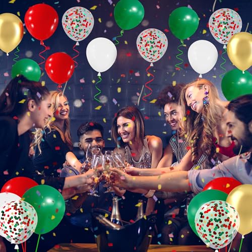60pcs Christmas Balloons,12Inch Red Green White Gold Confetti Latex Balloons for Christmas New Year Carnival Festival Party Decorations - Image 7