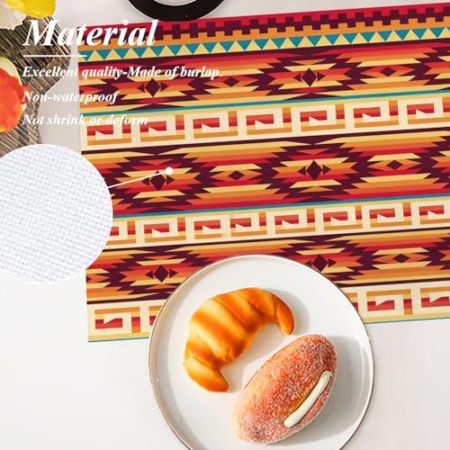 Sets de table aztèques Shrahala tapis de table ethniques en lin - 6