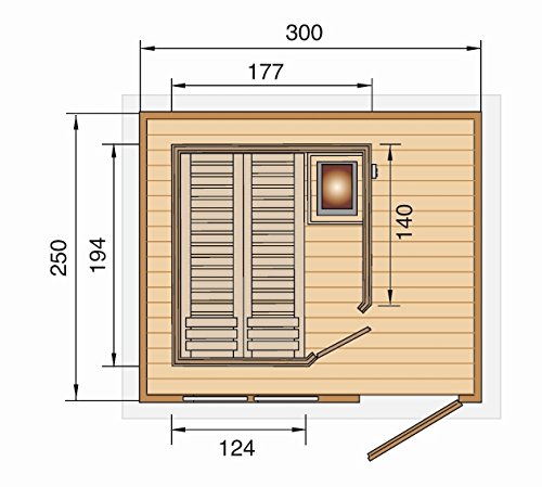 Weka 139.3025.00.78 Premium- Saunahaus Rovaniemi 1 mit Elementsauna, Natur Unbehandelt, 280 x 380 x 262 cm-2
