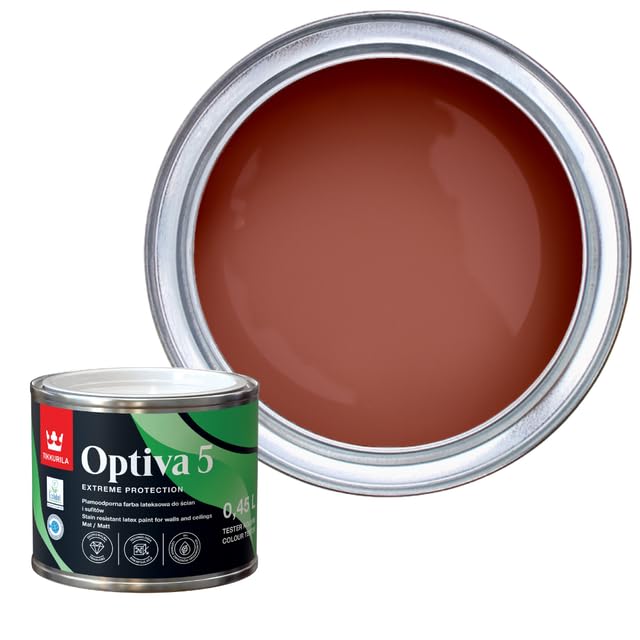 TIKKURILA Optiva 5 Matt Emulsion Paint โ Durable, Scrubbable & Easy-Clean for Walls and Ceilings | Zero VOC - 0.5L Madras N411