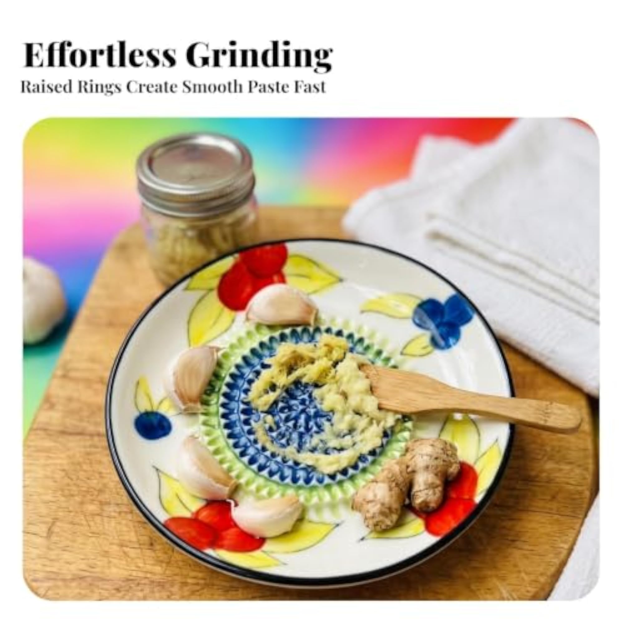 Ceramic Garlic Grater Plate, Manual Hand-Operated Design