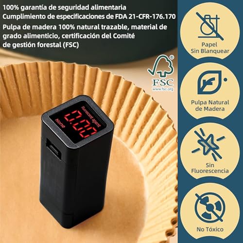 HONYAO Papel para Freidora de Aire Doble, 20,5x14cm 100 Piezas Rectangular Papel de Horno Accesorios Compatible con Cecotec Ninja Cookwise Dual Double Stack Air Fryer - Rectángulo - imagen 4