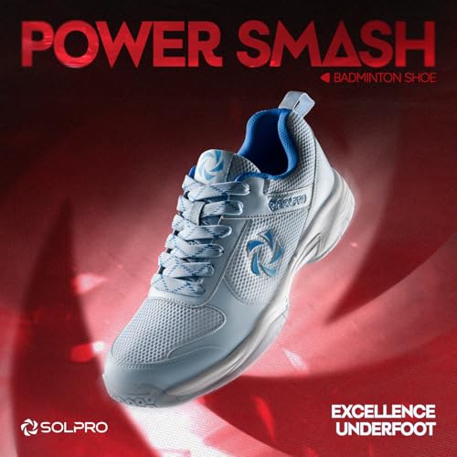 Image of SOLPRO Power Smash Badminton Shoes | Flex Support Outsole | Court Grip | Shock Absorbing Cushion | Breathable Mesh Upper | Stability Ridges
