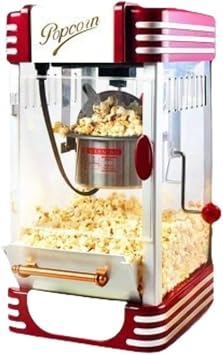 New Mini Popcorn Maker, Makes Homemade Popcorn Easy, 110V Popcorn Maker, Fully Automatic Electric Popcorn Maker, Suitable for Commercial and Home Use, One Button Operation, Easy to Clean Red