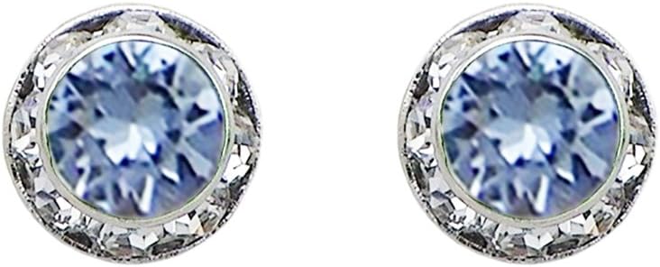 Rosemarie Collections Women's Stunning Swarovski Crystal Birthstone Hypoallergenic Post Back Stud Earrings Birthday Gift Set, 8mm