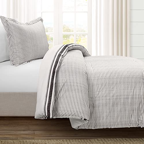 Edredón de algodón negro reversible Lush Decor para solucionar el frío en camas individuales XL 4