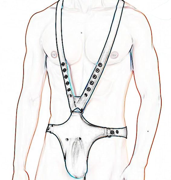 Men's Sexy Chastity Belt Tough Guy Thong Adjustable PU Leather Shoulder Belt Male Breathable Lingerie Thong Harness Chest Belt Bodysuit Sex Toys Fetish Cosplay Nightclub Bar Party