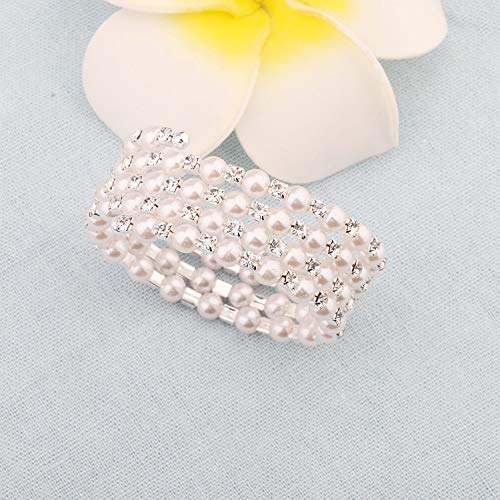 bobauna Multilayer Pearl Rhinestone Wrap Cuff Bracelet Wedding Party Jewelry Gift For Bridal Bridesmaid3