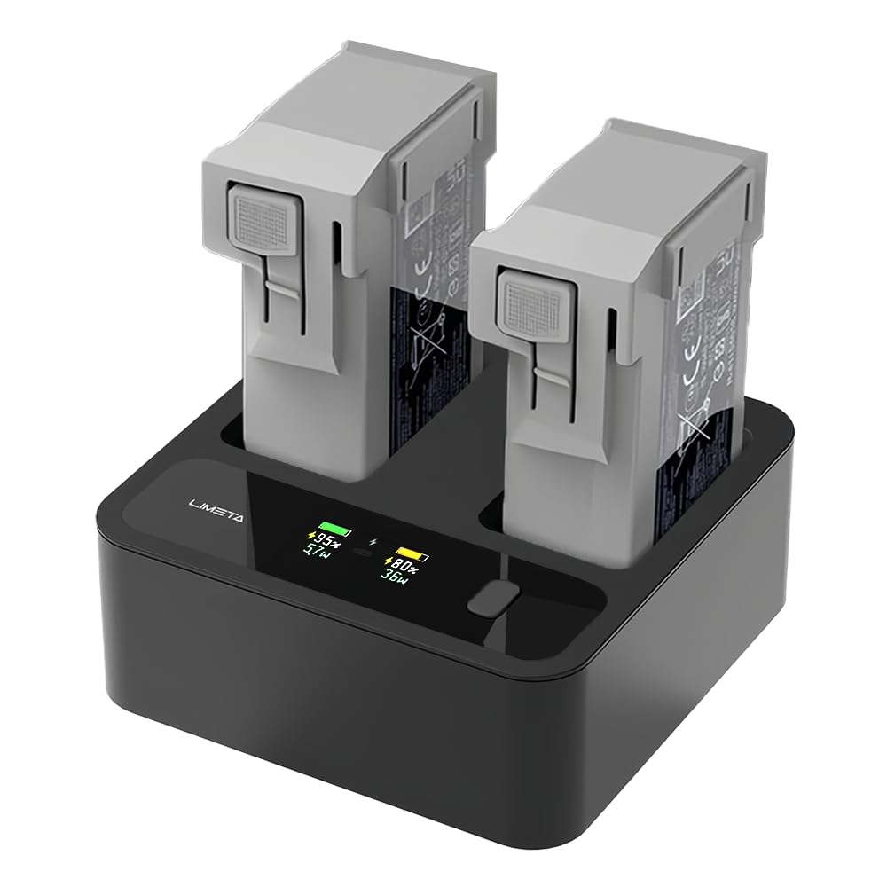 LIMETA MC234AC Hub de charge intelligent de batterie 72 W – Charge rapide à double port, technologie GaN, affichage d'écran HD, contrôle par application, pour DJI Mini 3/4/4 Pro