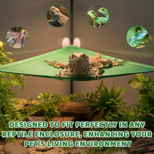 Axolotl Tank Accessories, 2 Pack Lizard Hammocks for Reptile Tanks, Bearded Dragon Accessories and Gecko Tank Accessories, Black and Green, 42 x 42 x 60 cm - Image 6