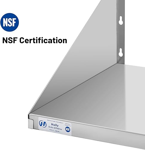 Miniatura 4 de Hally Estante de acero inoxidable para microondas, 18 x 24 pulgadas, 185 libras, NSF comercial de metal resistente para montaje en pared, estantería