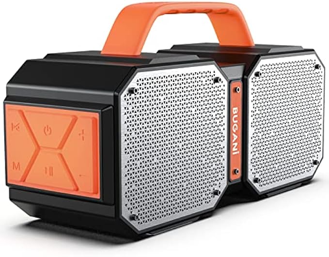 Bluetooth Speaker, BUGANI M83 50W Portable Wireless Bluetooth Speakers, Bluetooth 5.2, Wireless Two Pairing,IPX6 Waterproof Outdoor Speaker, Stereo Super Power Sound,For Outdoors,Camping,Party, Orange