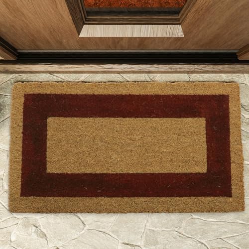 TECHZOCO Felpudo de Coco, Alfombra de Entrada de casa, Felpudo ecológico de Fibra de Coco, Alfombrilla de Entrada, Tapete de Bienvenida, 100% Coco, Naturales sostenibles Cenefa Marrón, 40 x 60 cm