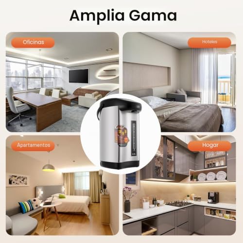 Miniatura 6 de Jarra Térmica Eléctrica De 4 L, Acero Inoxidable, Calentador De Agua, Dispensador De Agua Caliente, 750 W, Termo, Para Escuela, Hogar, Oficina, Hotel, Color Negro