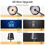UPXNBOR Night Light, LED Touch Bedside Table Lamp, Cordless Rechargeable USB Table Lamp, 3-Level Dimmable Brightness, IP54 Waterproof, Full Metal Housing, Dual Battery Power, Black - Image 5