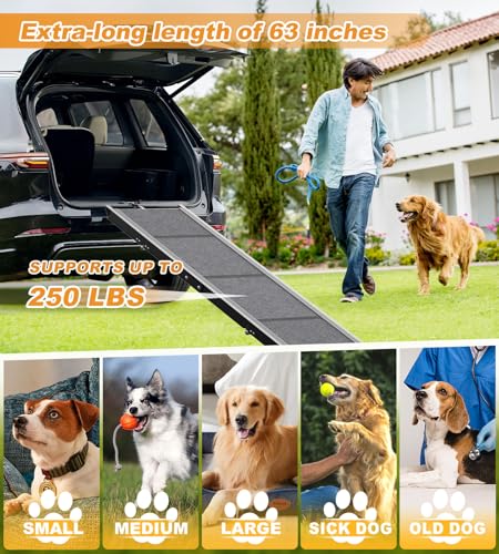Dogrampforcarsuvtruckandvehicleportableandadjustabledogrampsforsmallmediumlargedogs63x17foldingdogrampwithantisliprugsurfaceoutdoorlargedogrampupto250lbs Urban Country Home Decor Dog ramp for car suv truck and vehicleportable and adjustable dog ramps for small medium large dogs63×17 folding dog ramp with anti slip rug surface outdoor large dog ramp up to 250lbs urban country home decor