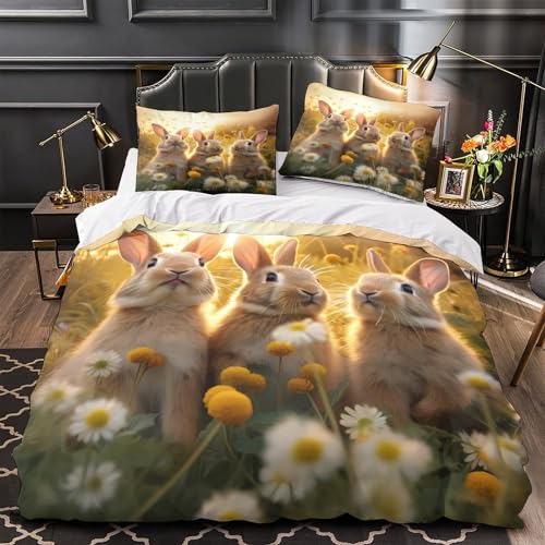 Conigli nel campo copripiumino Set di biancheria da letto 3