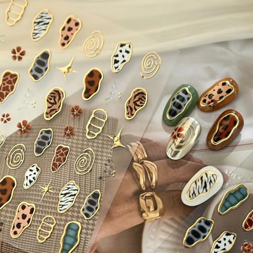 5D Embossed Leopard Nail Stickers for Nail Art Animal Print