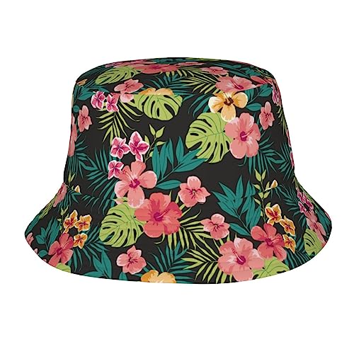 AIMASTZ Tropical Flower Bucket Hat Unisex Outdoor Summer Beach Sun Hat Packable Fisherman Cap