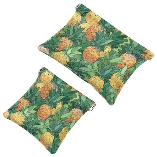 Fashion Meets Funzione: Tropical Ananas Fruit-1139 Borsa per il trucco impermeabile - Custodia portatile Multicolore