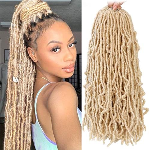 Faux Locs Goddess Locs Crochet Hair for Black Women 613 blonde Soft Locs 18 in 7 Packs Crochet Hair Pre Looped Synthetic Hair Bundles Bilisar Hair (18Inch, 7Packs, Blonde)